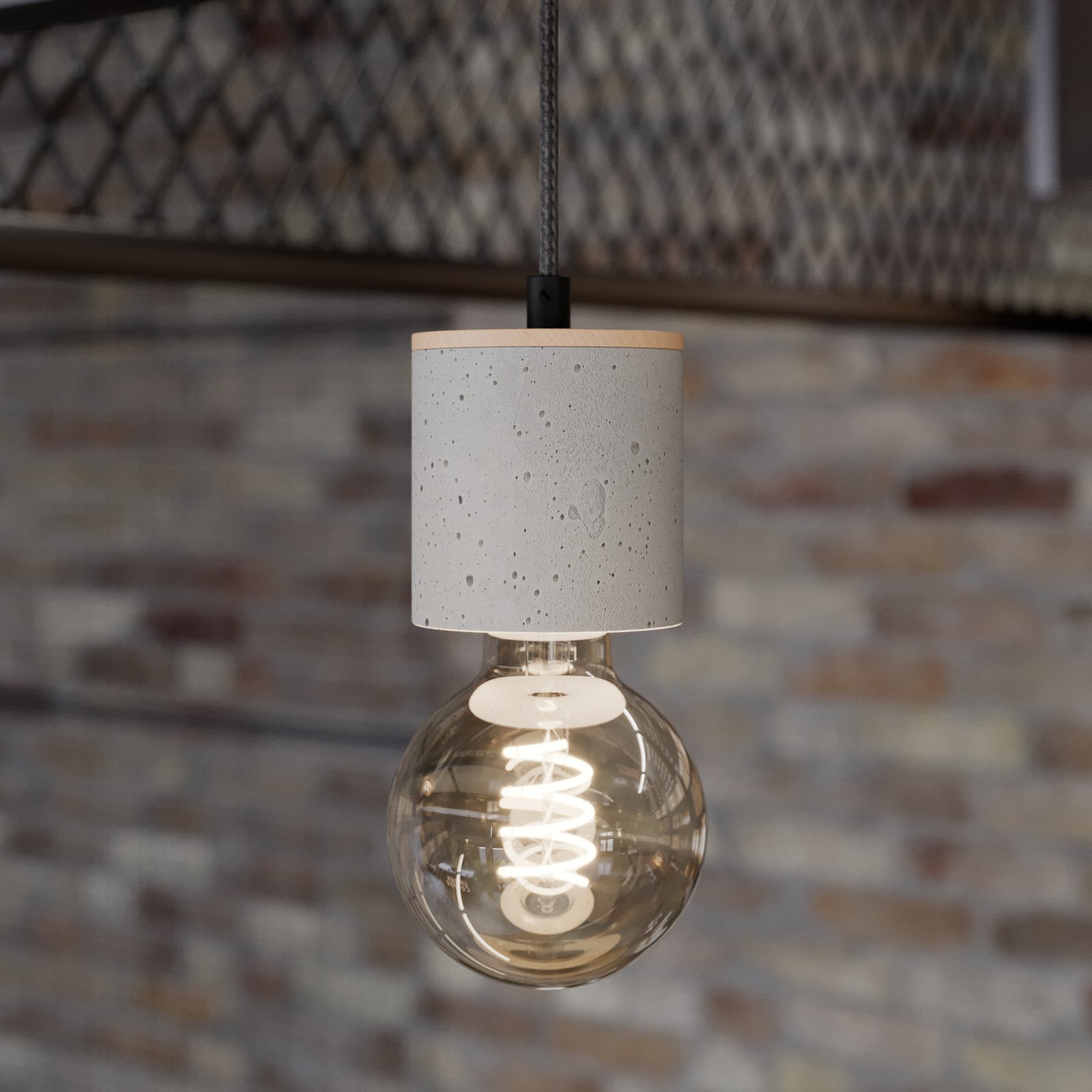 Závěsná lampa Envostar Jasper, dub/beton, 1 světlo