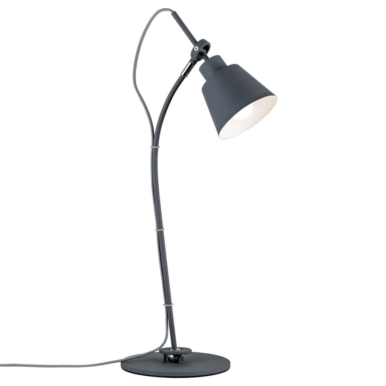 Paulmann Tiltable table lamp Thala in trendy grey, for Living / Dining Room, metal, fabric, E14, 20 W, energy efficiency: A++, H: 141 cm