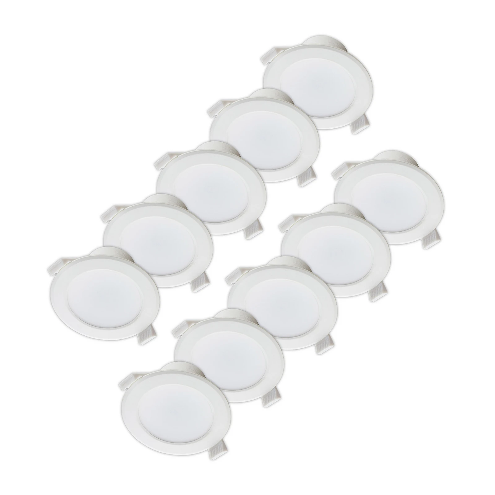 Prios LED-Einbaulampe Rida, 10er-Set, weiß, 15 cm, CCT, IP44