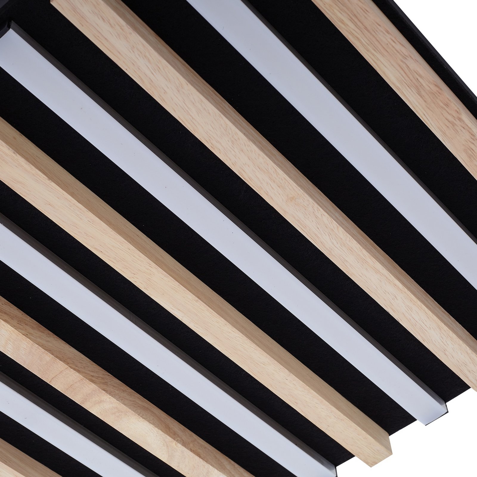 Lindby LED-Deckenleuchte Firka, weiß, Holz, 42cm, CCT, dim.