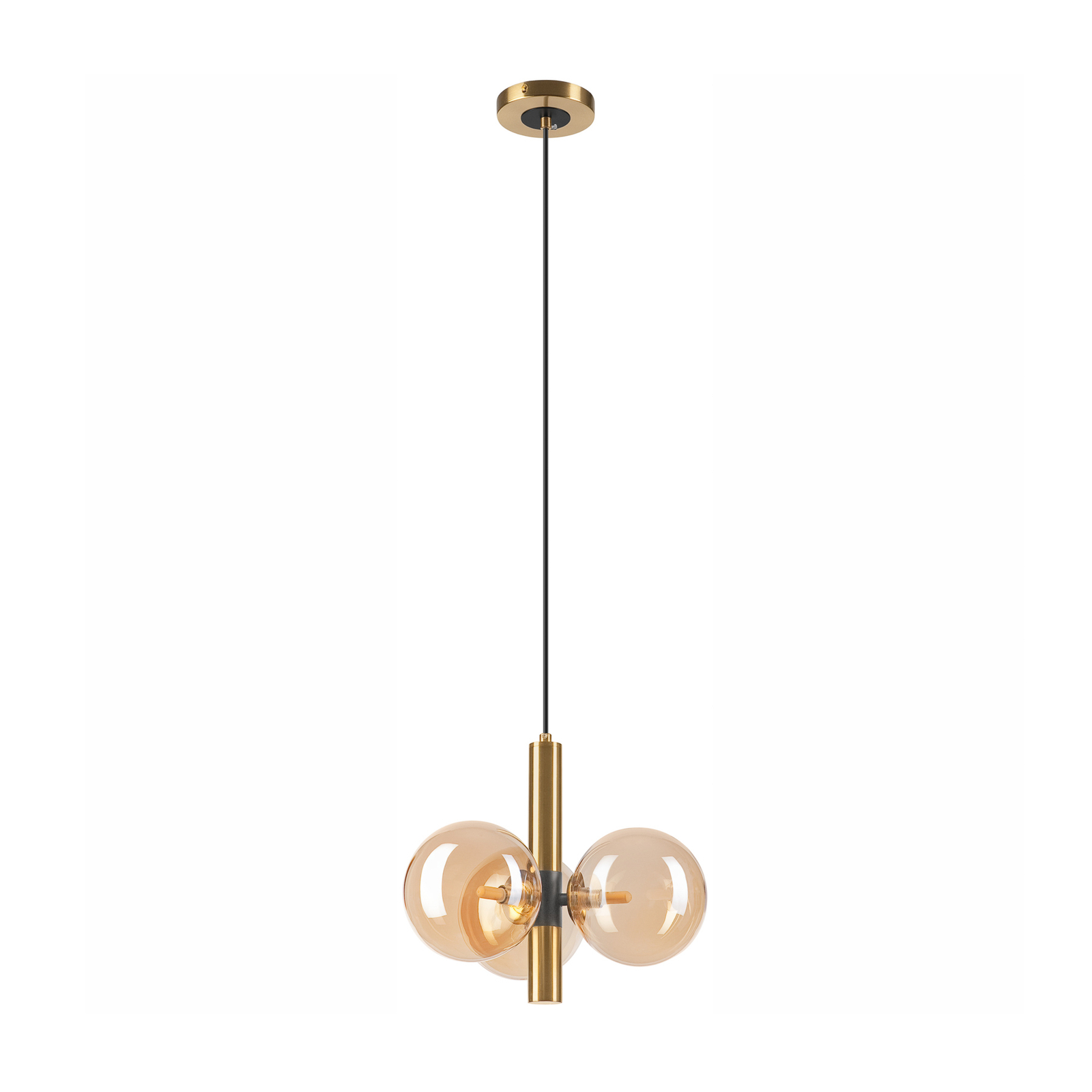 Natalia pendant light, 3-bulb, glass, gold