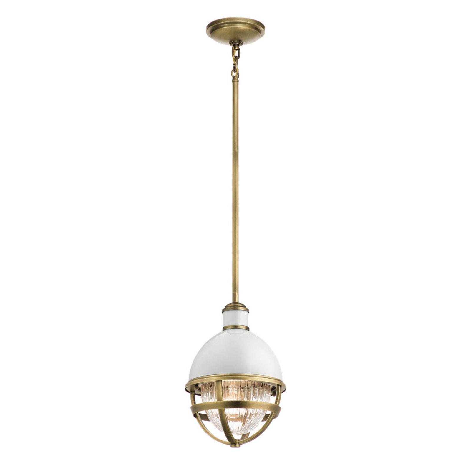 Tollis pendant light, brass/white, one-bulb