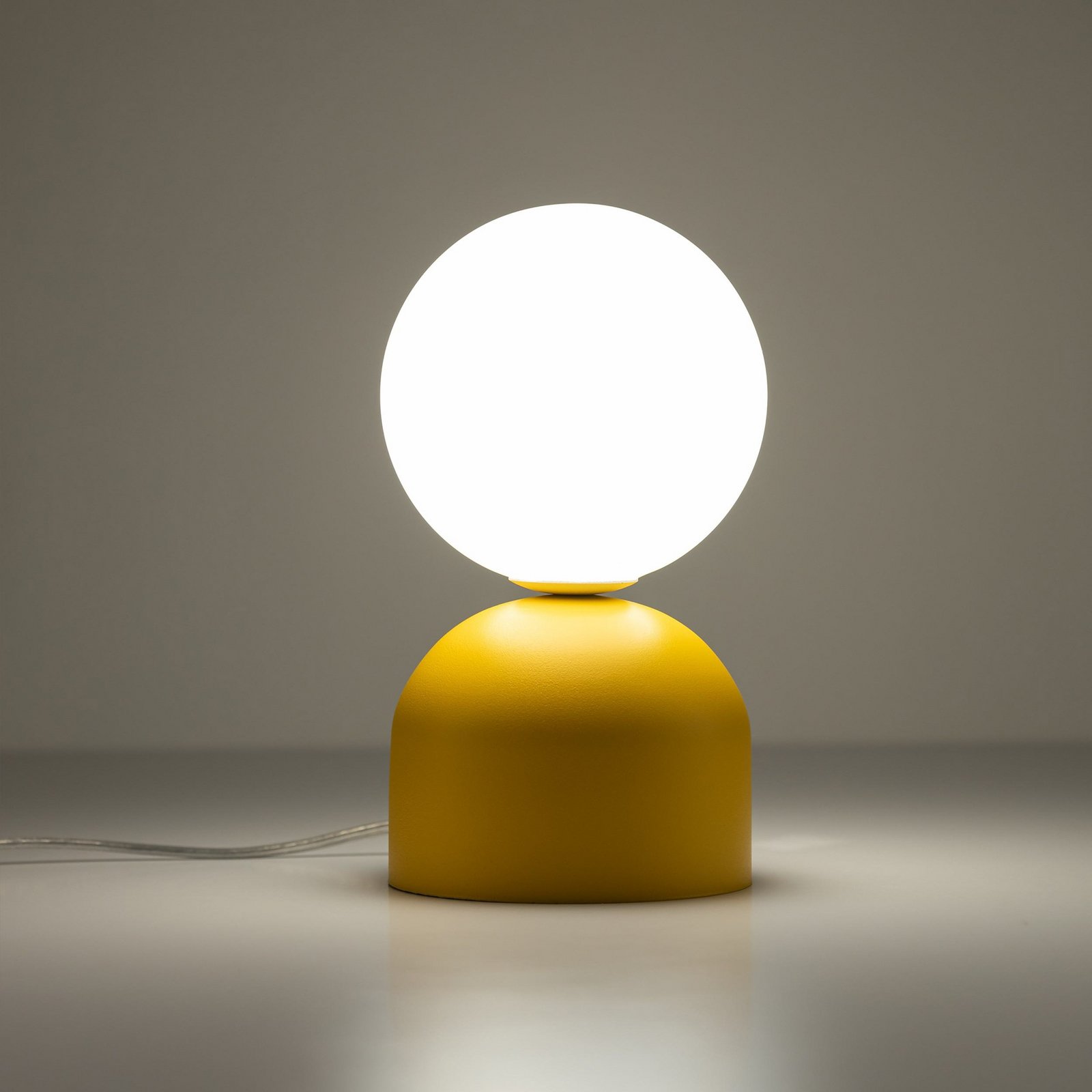 Lampe à poser Miki, jaune, hauteur 21 cm, métal/verre, G9