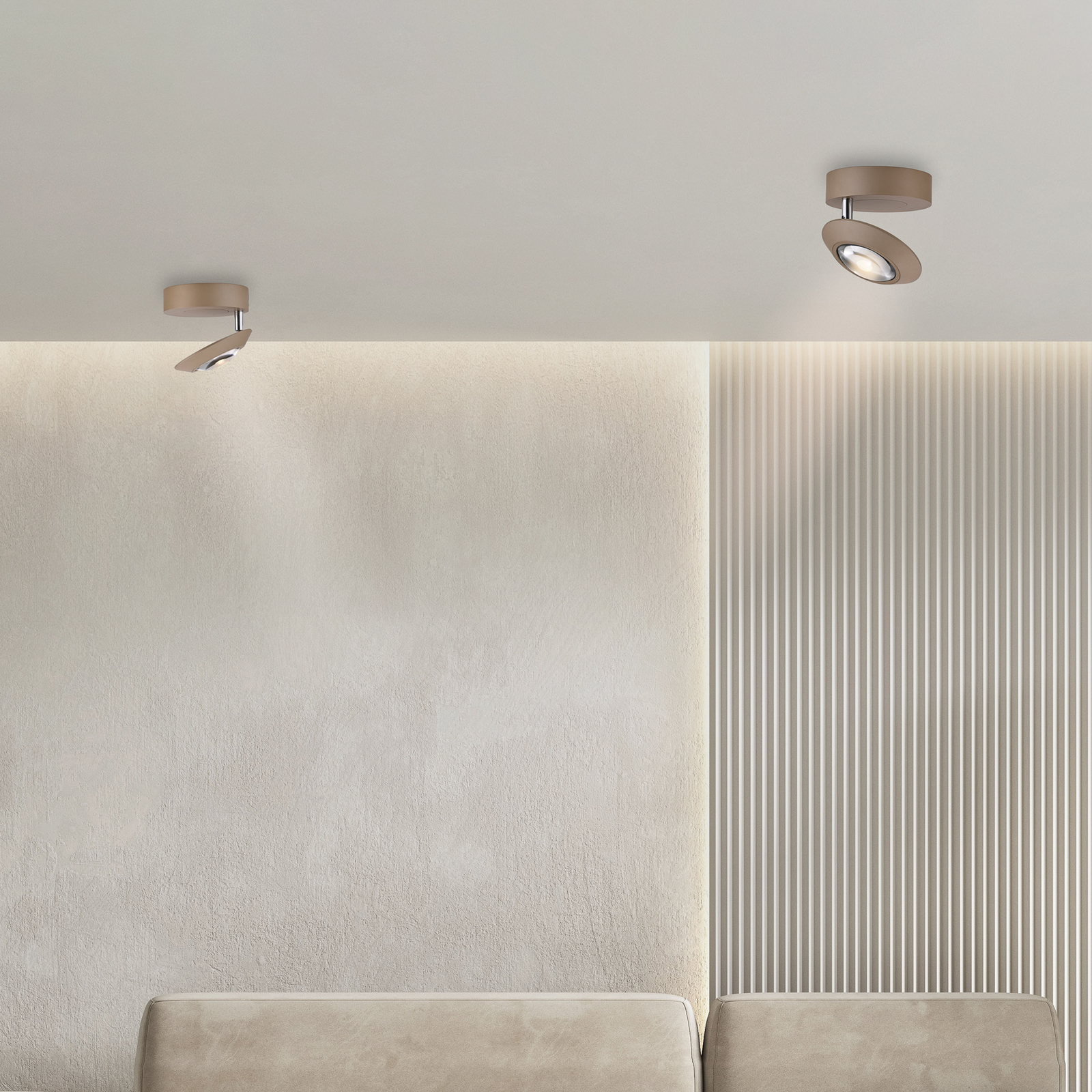 PURE LED плафон Oculis бронзов цвят, Ø 15 cm желязо/стъкло