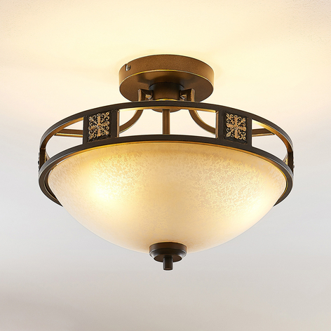 Lindby Ferre szklana lampa sufitowa rdza