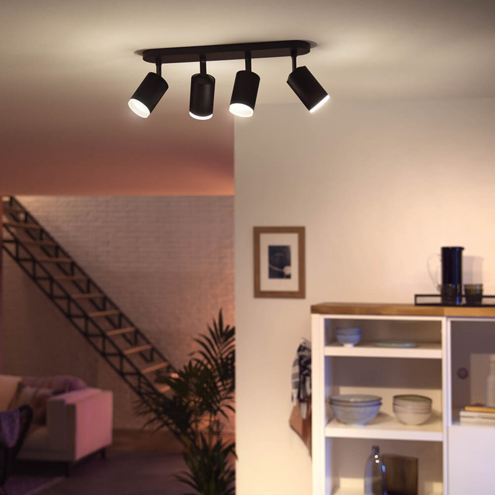 Fugato Spot 4 Plafonieră Bluetooth White/Color Amb. Black - Philips Hue