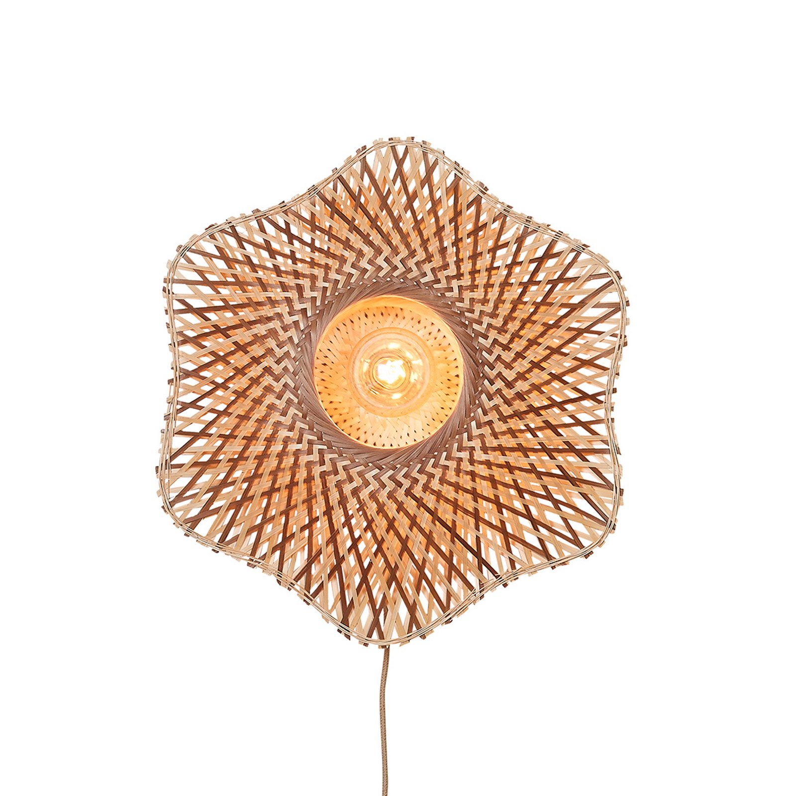 GOOD & MOJO Applique murale Madura, marron, Ø 44 cm, fiche en bambou