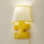 A185 ceramic wall light, fabric lampshade, yellow