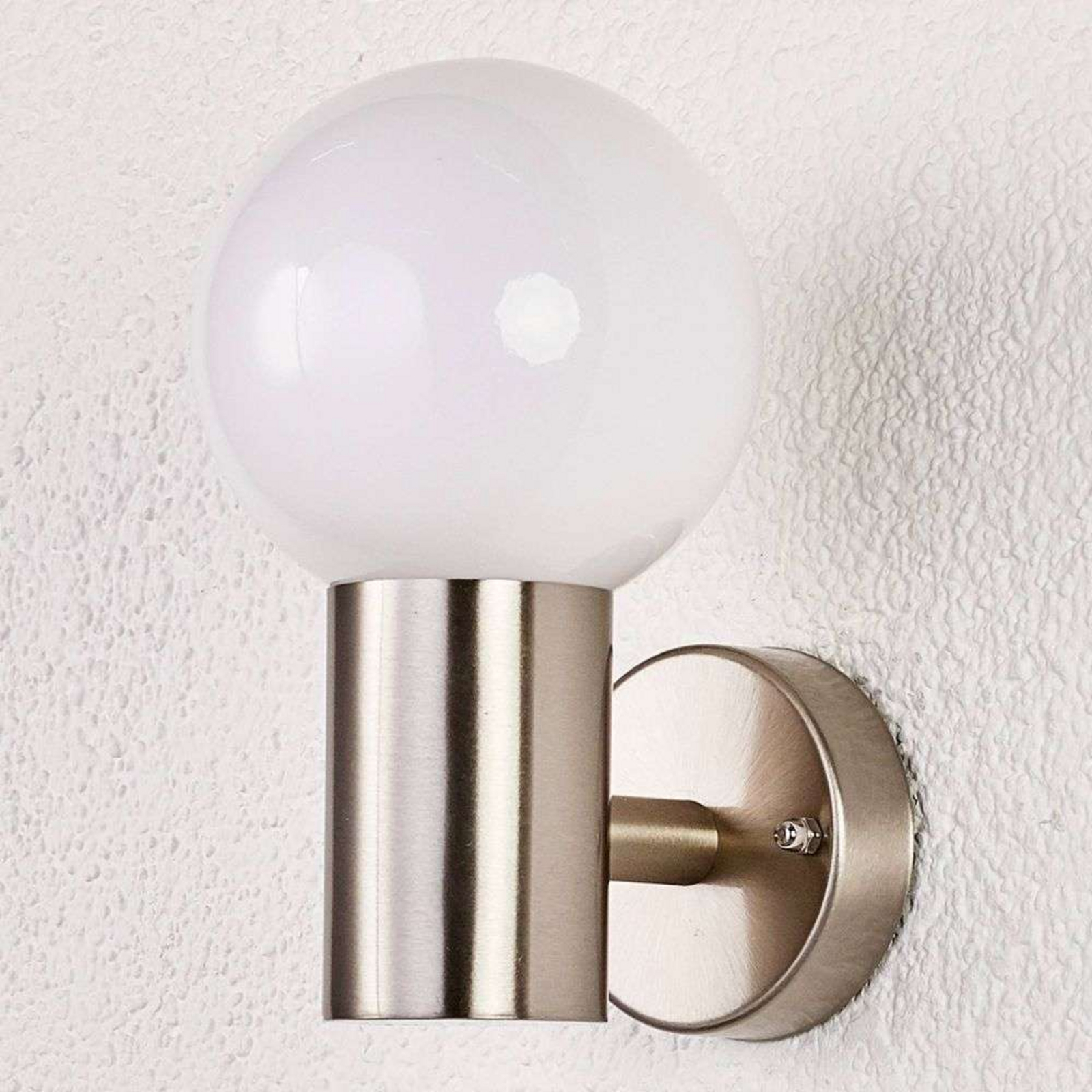 Tomma Aplica de Exterior Stainless Steel/Opal White - Lindby