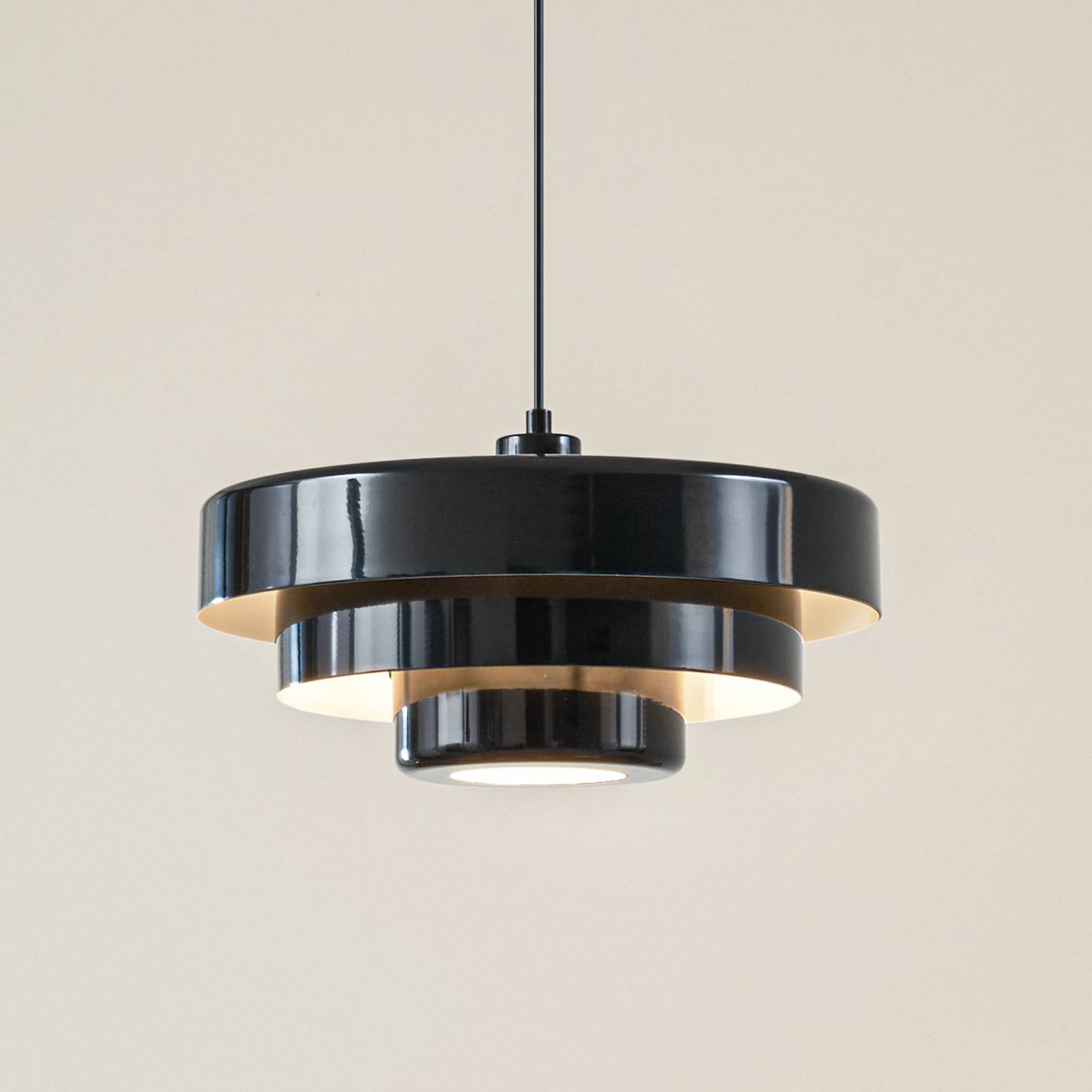 Lindby Żyrandol Tivra, czarny, Ø 35 cm, metal, E27
