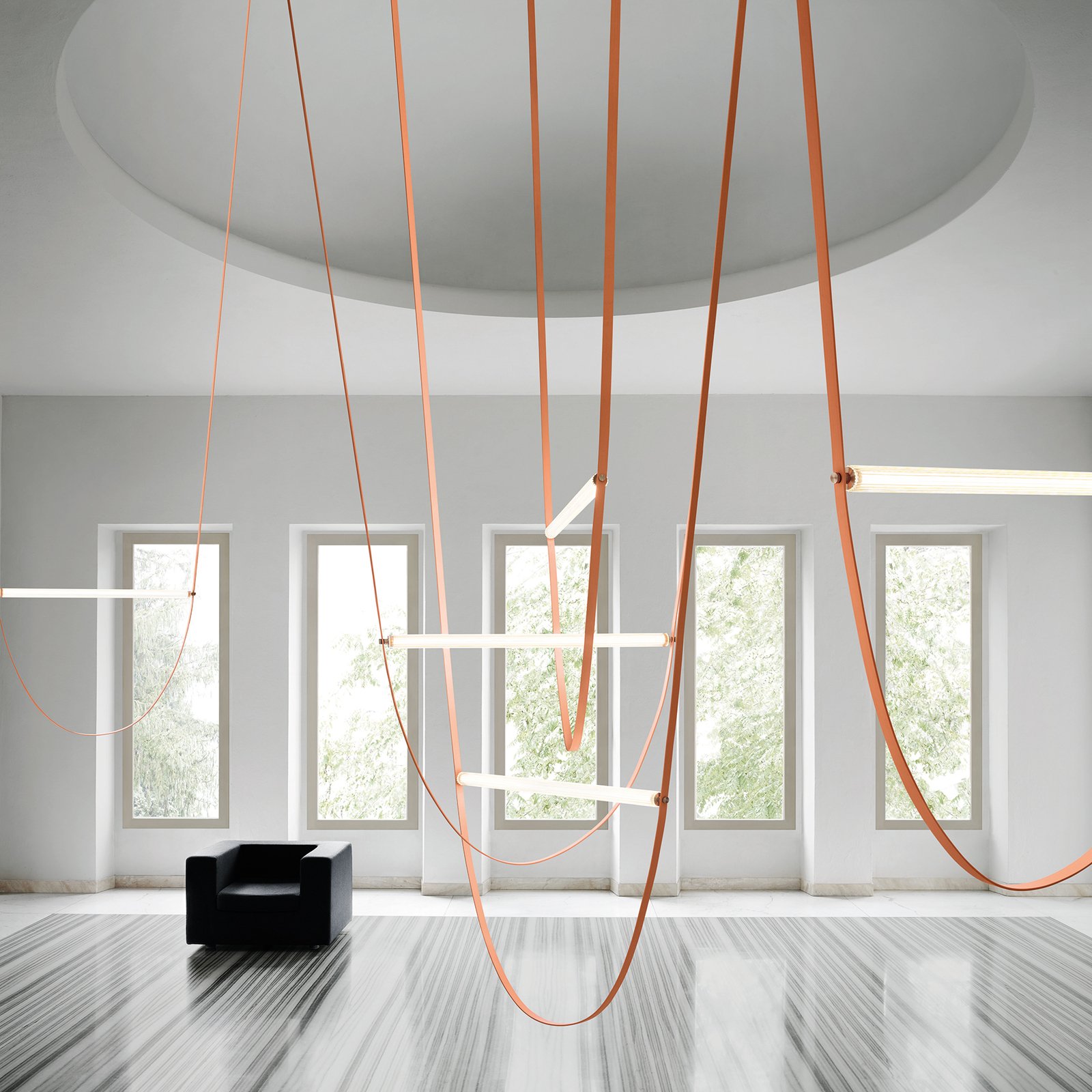 FLOS Wireline LED hanging light, dimmer, magenta