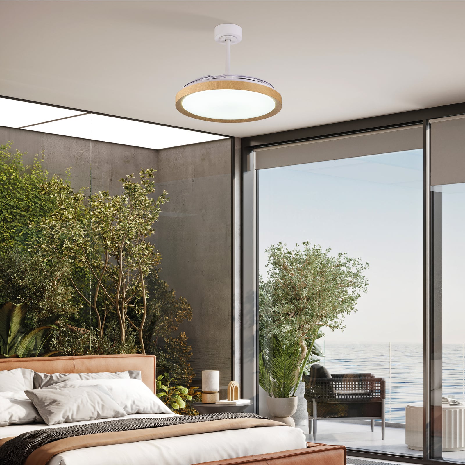 Mistral LED-Deckenventilator Holzdekor DC leise CCT - Mantra