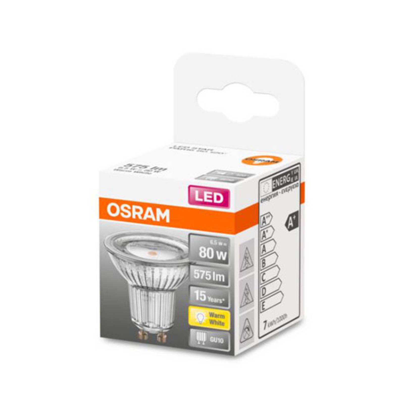OSRAM LED-reflektor GU10 6,9W varmhvit 120°