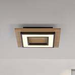 JUST LIGHT. LED ceiling light Tola, angular, wood, 3,000 K