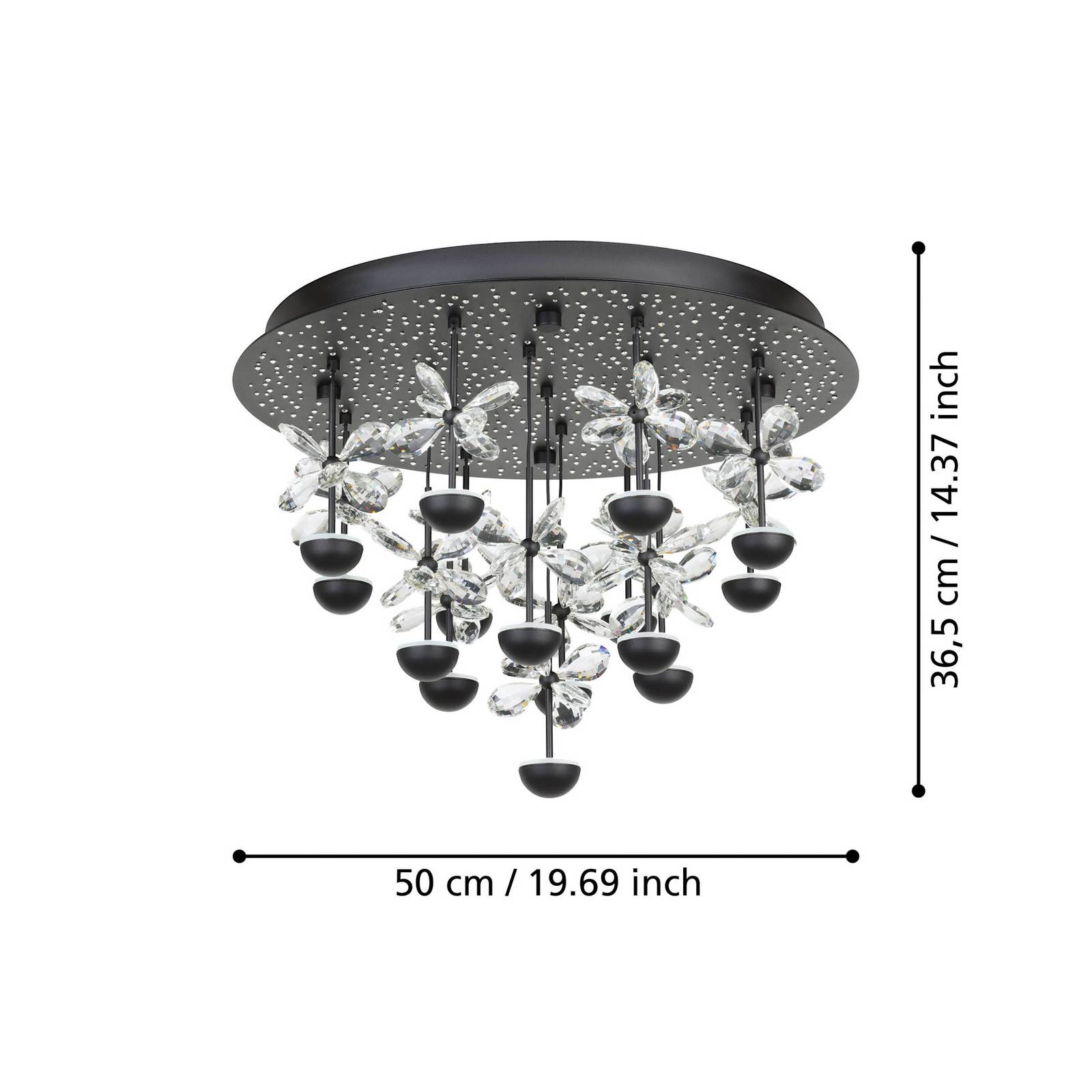EGLO Stars Of Light Lampa sufitowa LED Pianopoli czarna Ø 50cm