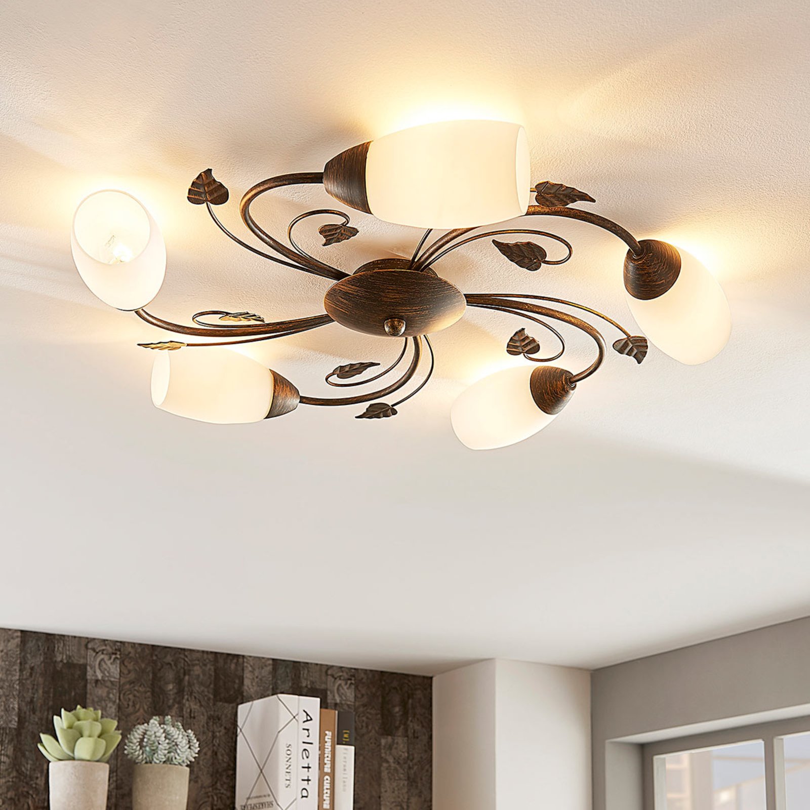 Stefania ceiling light, five-bulb