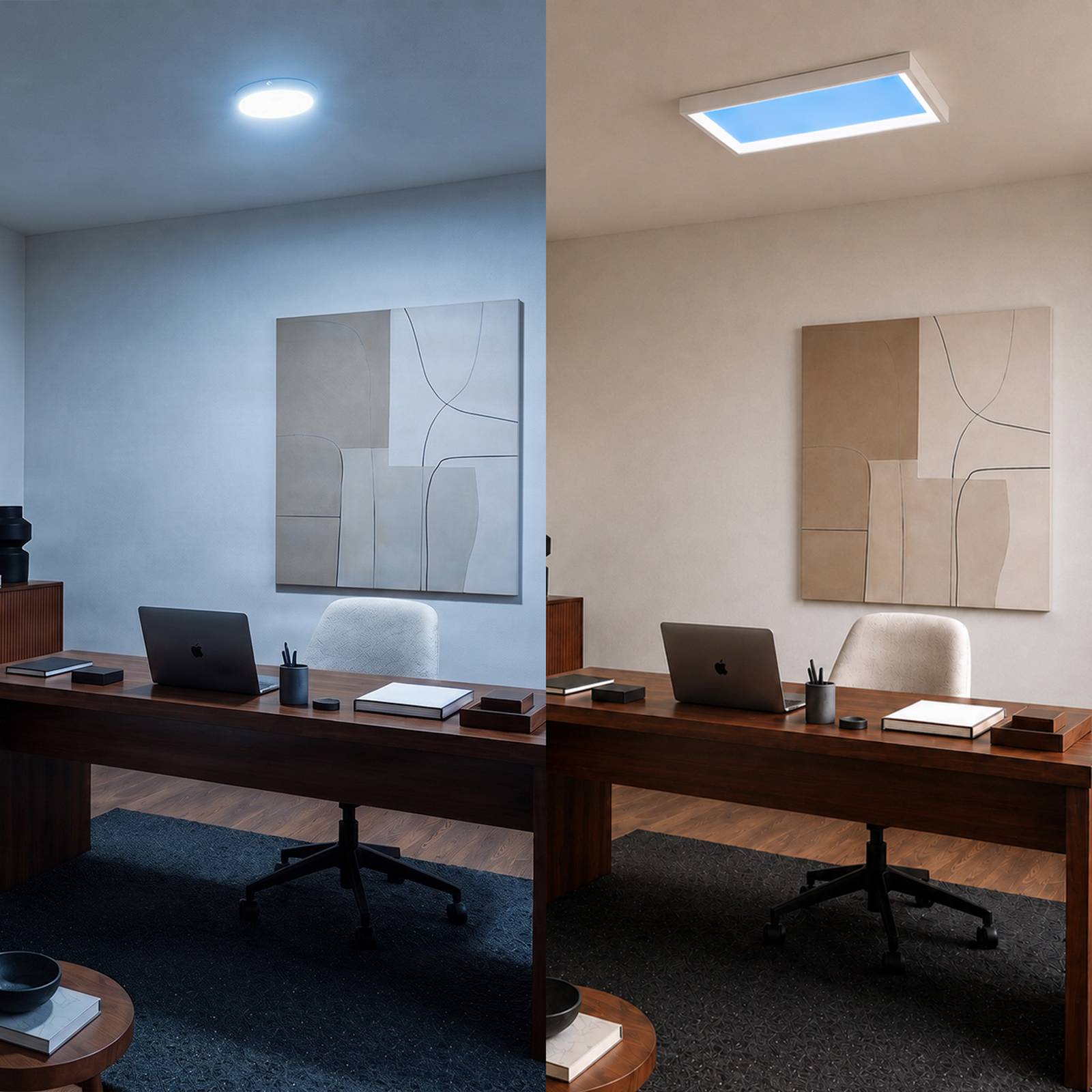 Lucande – lampa sufitowa z światłem dziennym „Sky”, 60 x 30 cm, ściemniana