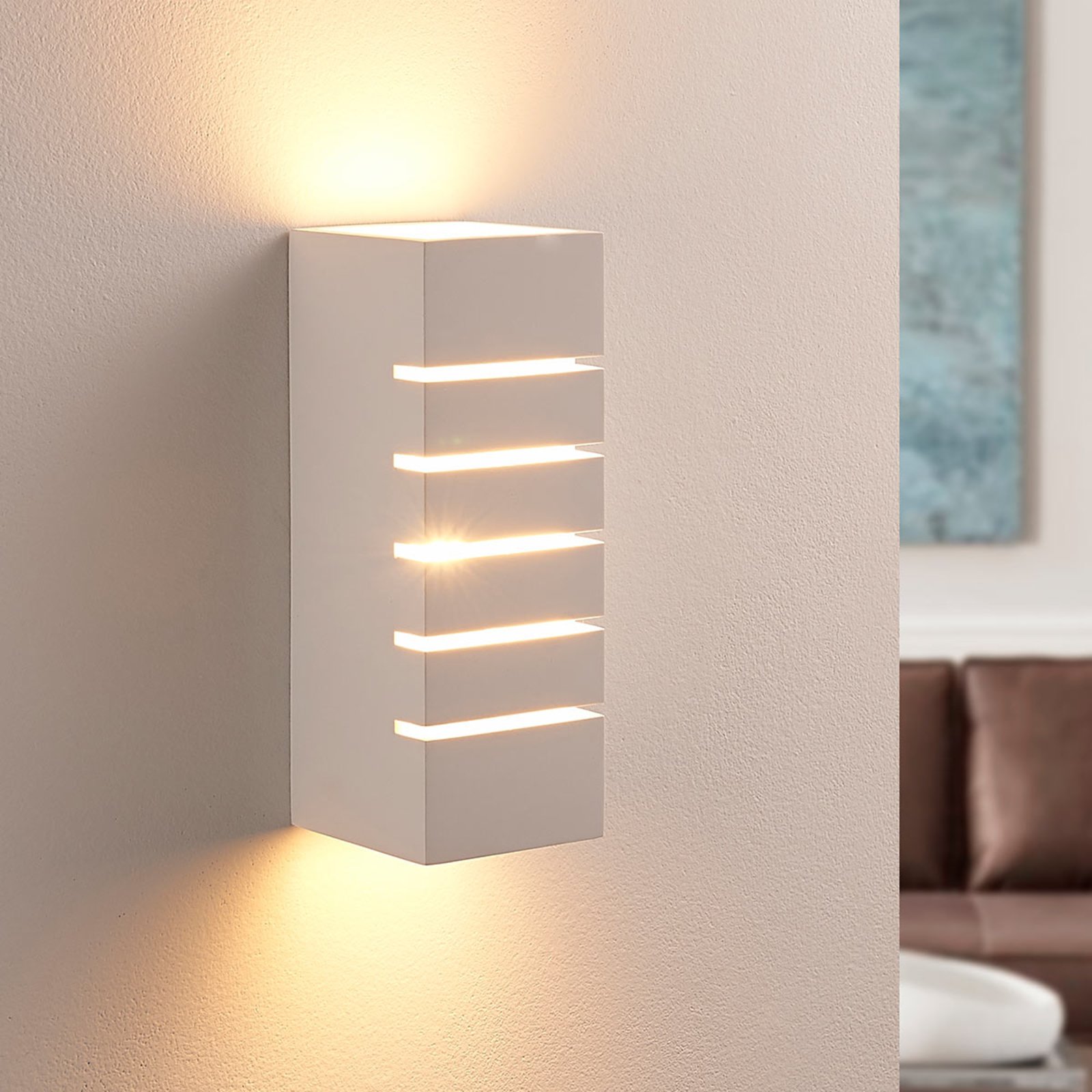 Plaster wall light Laslo with stripes, G9 LED