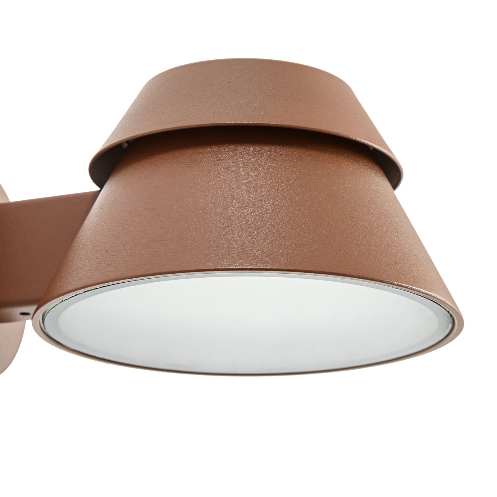 Moena LED outdoor wall light, IP44, aluminium, glass, brown - Lucande