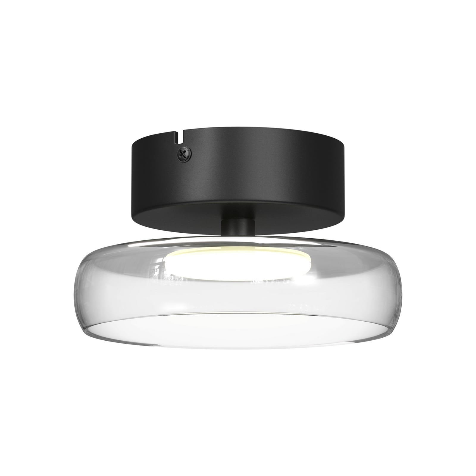 FLOAT LED mennyezeti világítás, átlátszó/fekete, Ø 20 cm, üveg/fém
