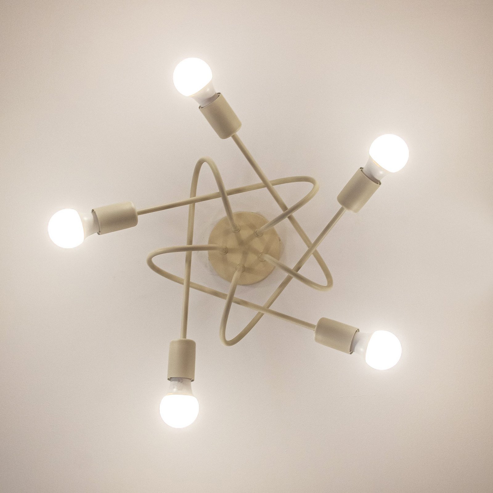 Oxford ceiling light, sand, Ø 47 cm, metal, 5-bulb, E27