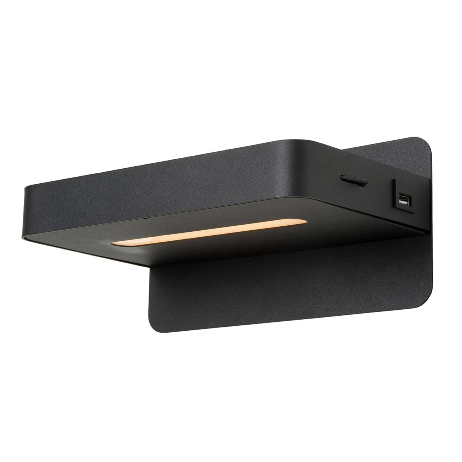 Lucide Applique LED noire Atkin avec port USB