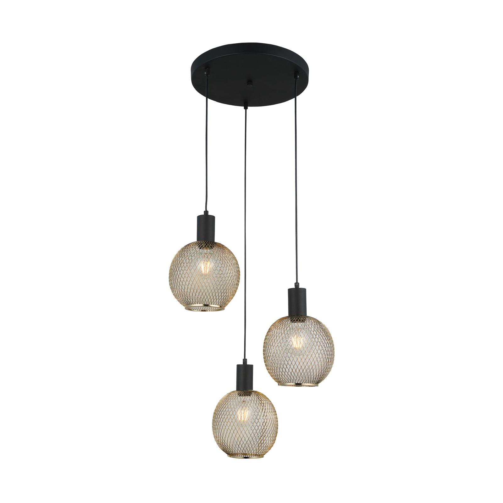 Seka hanging light, round, 3-bulb