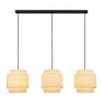 Papper hanglamp, 3-lamps, natuurlijke kleur, raffia, E27