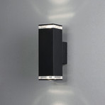 Außenwandleuchte Pollux, schwarz, Aluminium, 2-flg.
