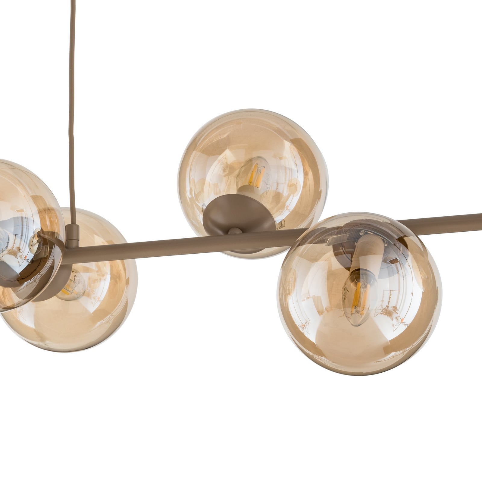 Żyrandol Rossi, beżowy, długość 130 cm, 8-punktowy, szkło/metal Żyrandol Rossi, beżowy, długość 130 cm, 8-punktowy, szkło/metal