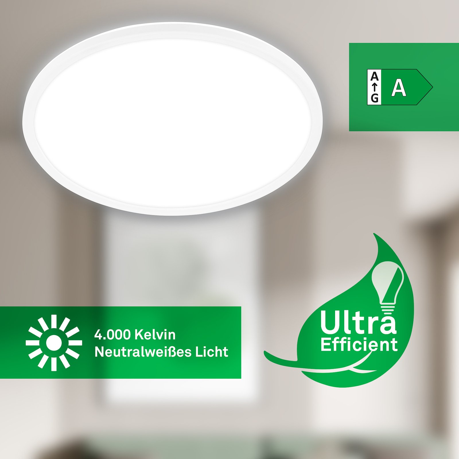 LED ceiling light Tava A, Ø 42 cm, plastic, white