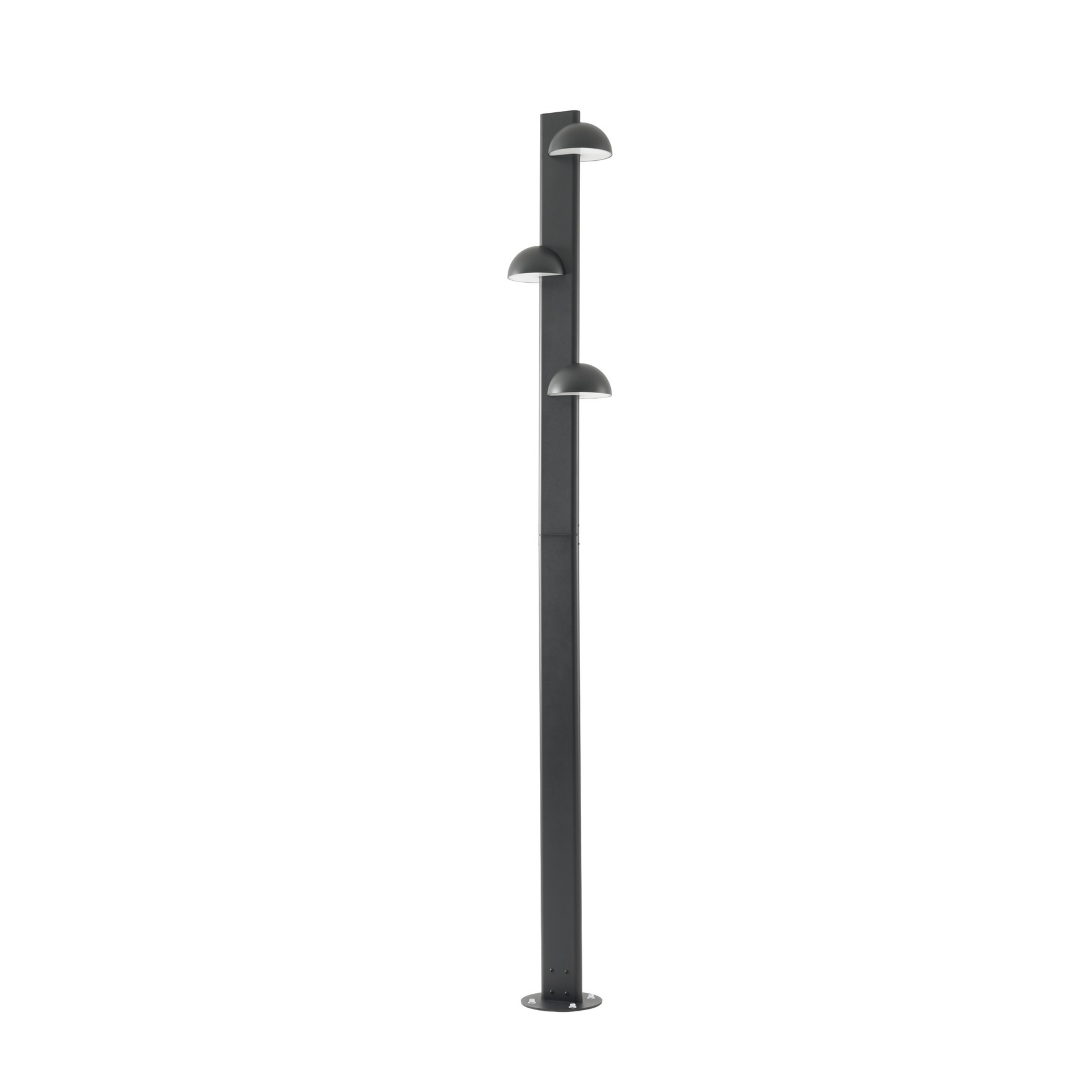 Velira LED buitenlamp, 3-lamps, 220 cm, IP44, zwart, metaal - Lucande