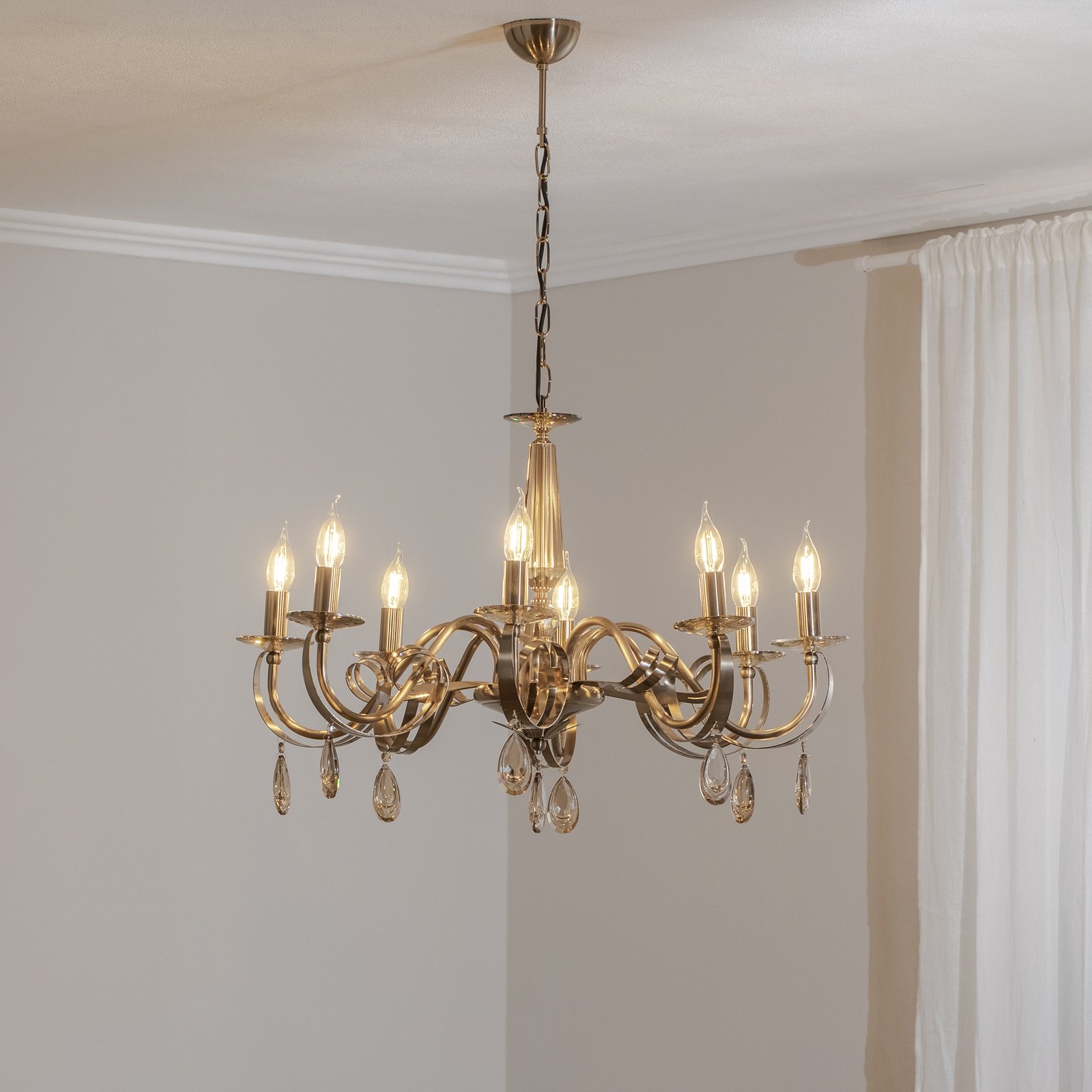 Castro chandelier, antique brass, 8-bulb