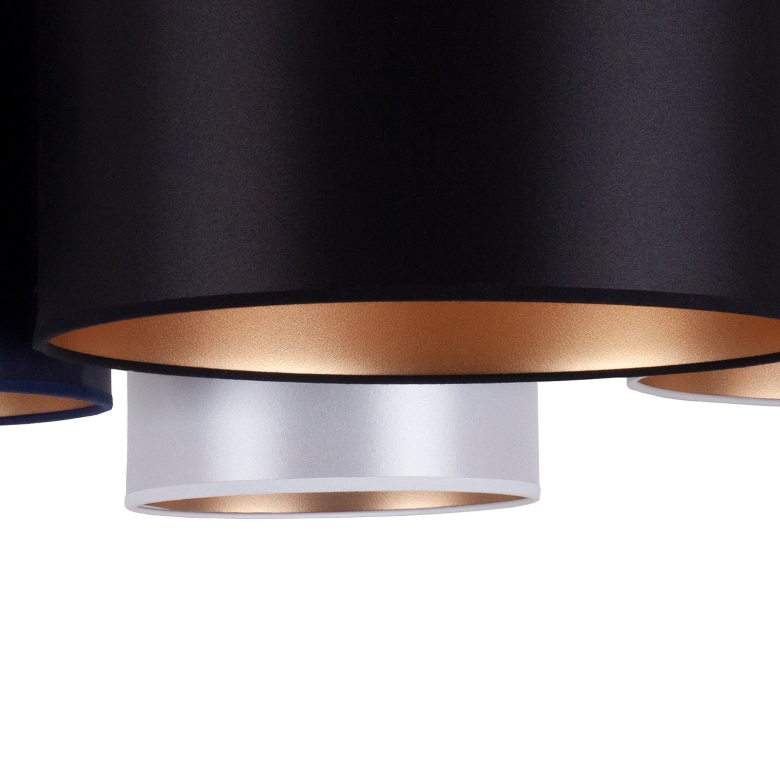 Plafondlamp satijn, 4-lamps blauw/zwart/zilver/wit