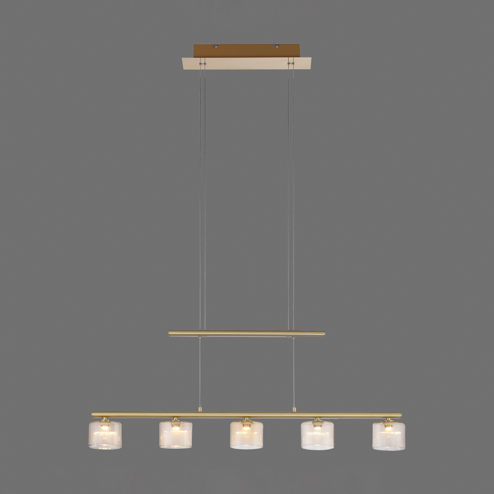 Hydra LED pendant light, five-bulb, brass