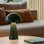 Lindby LED rechargeable table lamp Nevijo, green, Ø20 cm, USB, dimmable