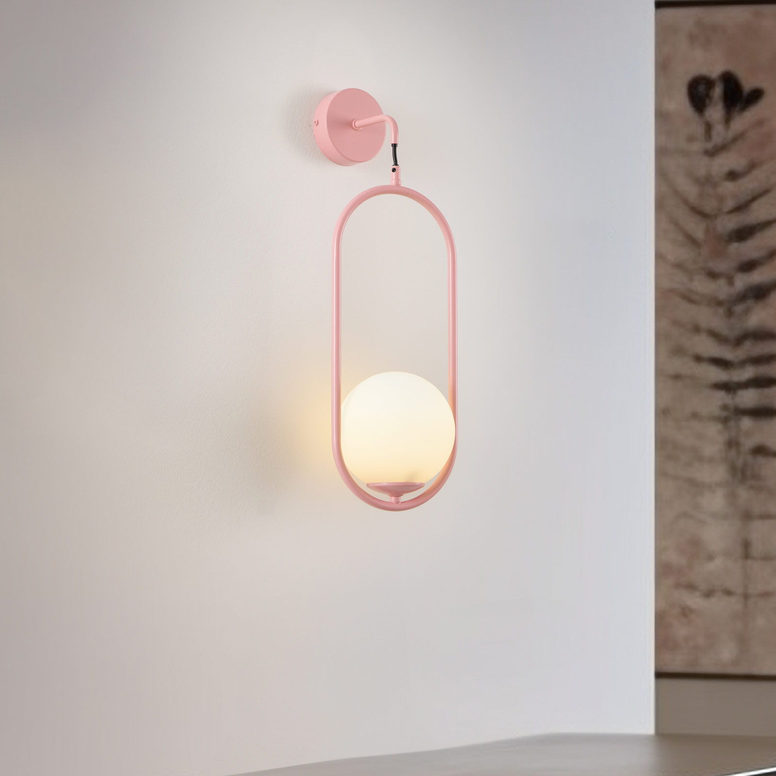 Samba wandlamp, 1-lamp, roze/wit