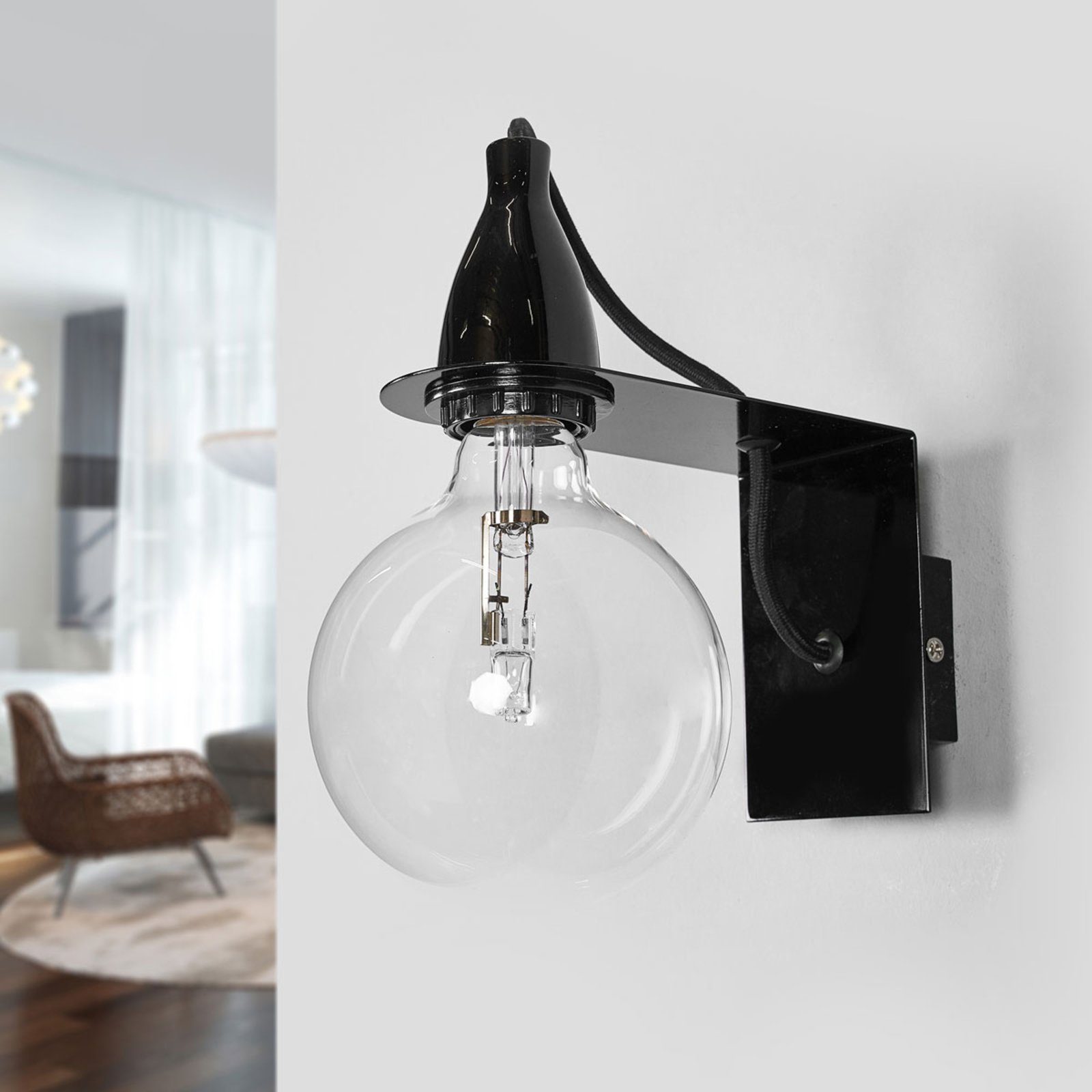 Zwarte design-wandlamp Minimal