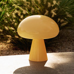 Gubi Obello LED rechargeable table lamp, soft yellow, IP44, glass