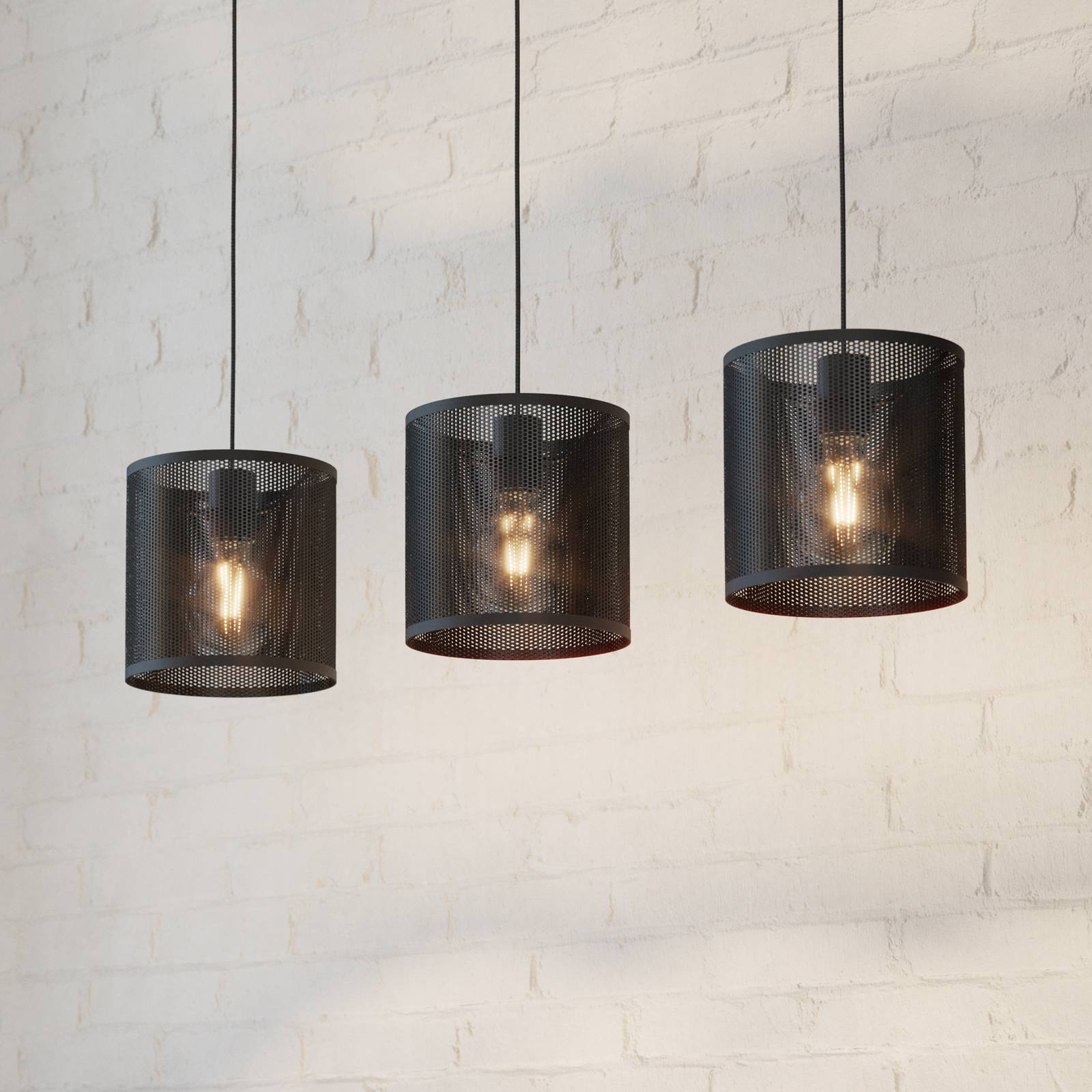 Hängeleuchte Manby, Länge 90 cm, schwarz, 3-flg., Stahl günstig online kaufen