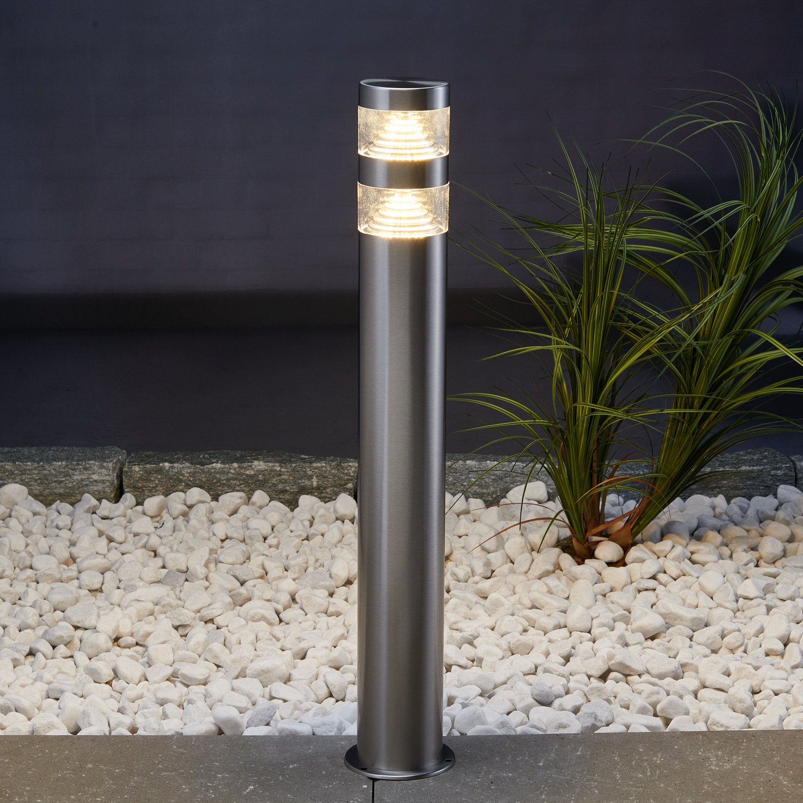 Borne lumineuse Lanea en acier inoxydable avec LED 60cm