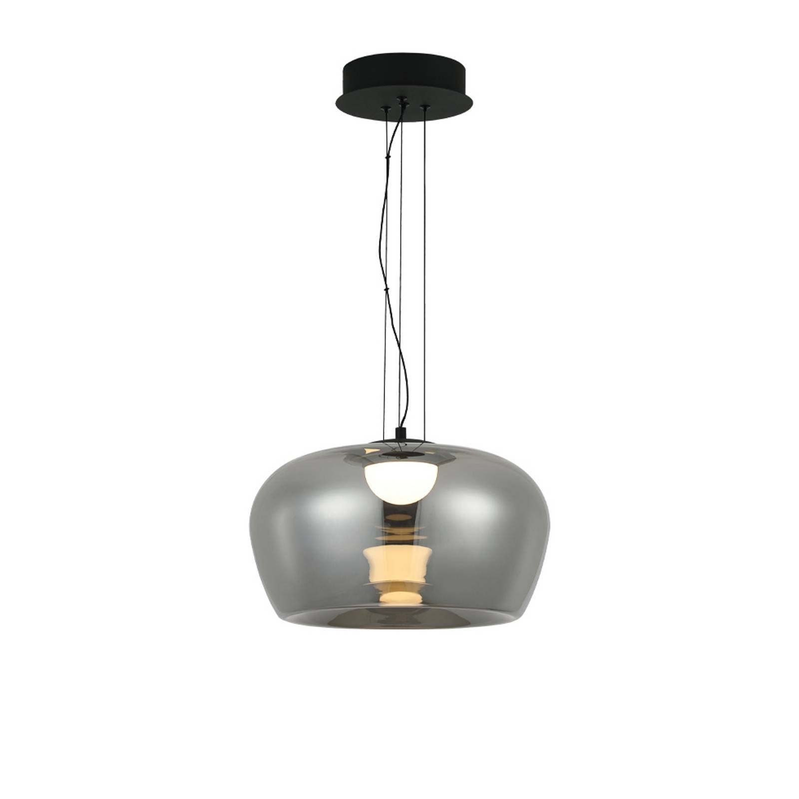 Viokef LED-hänglampa Nadia, Ø 16 cm, rökgrå, glas