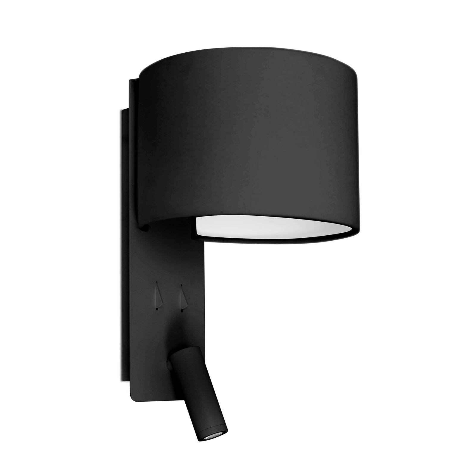 Fali lámpa Fold LED olvasólámpával, fekete
