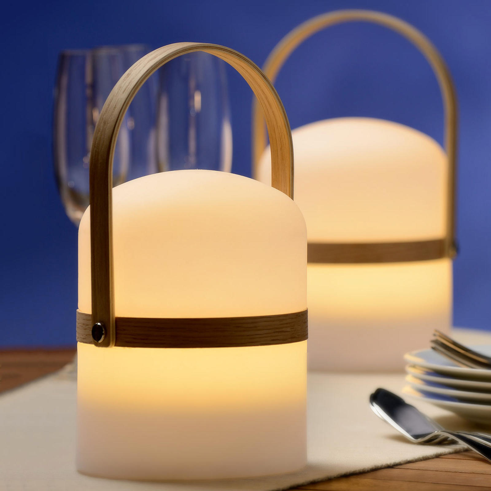 Portable LED table lamp Joe, indoors, outdoors