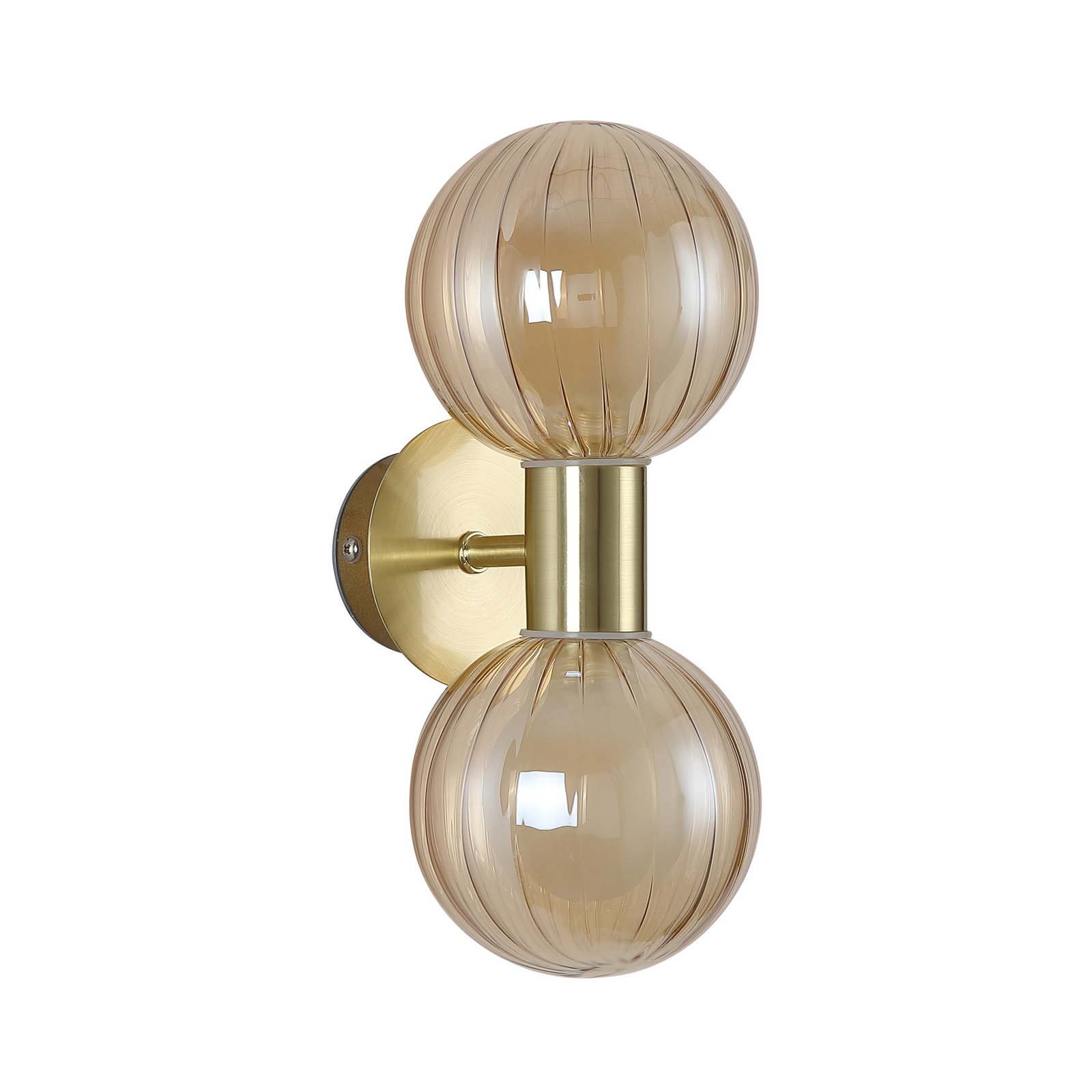 Vannas istabas sienas lampa Lumisphere, krēmkrāsas/messinga, augstums 28 cm, 2