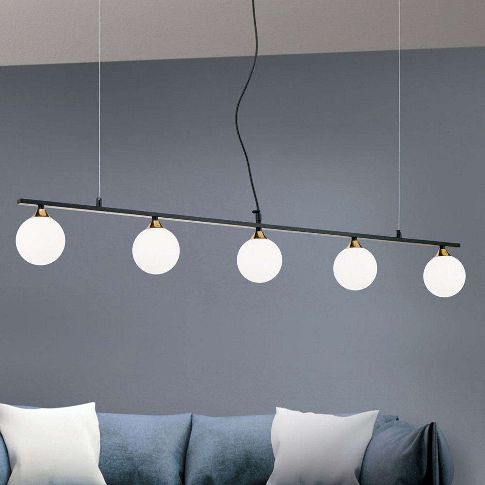ORION Lampă pendul Snowwhite 5 becuri negru - Camera de zi / sufragerie - modern - negru alb - Metal