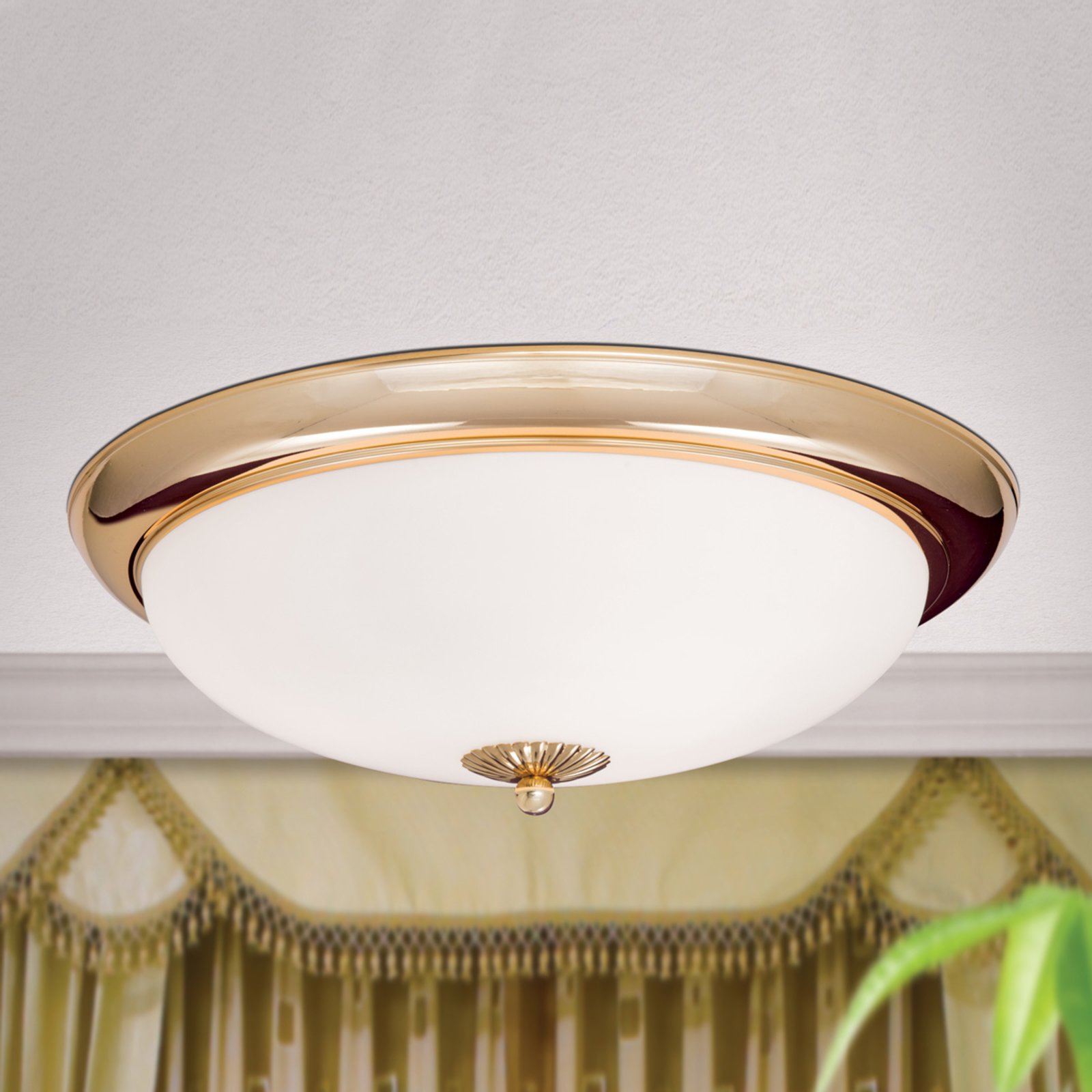 Orion Empire Ceiling Light Diameter 47 cm Gold-Plated, for Living / Dining Room, Solid metal, glass, E27, 60 W, energy efficiency: A++, H: 13 cm