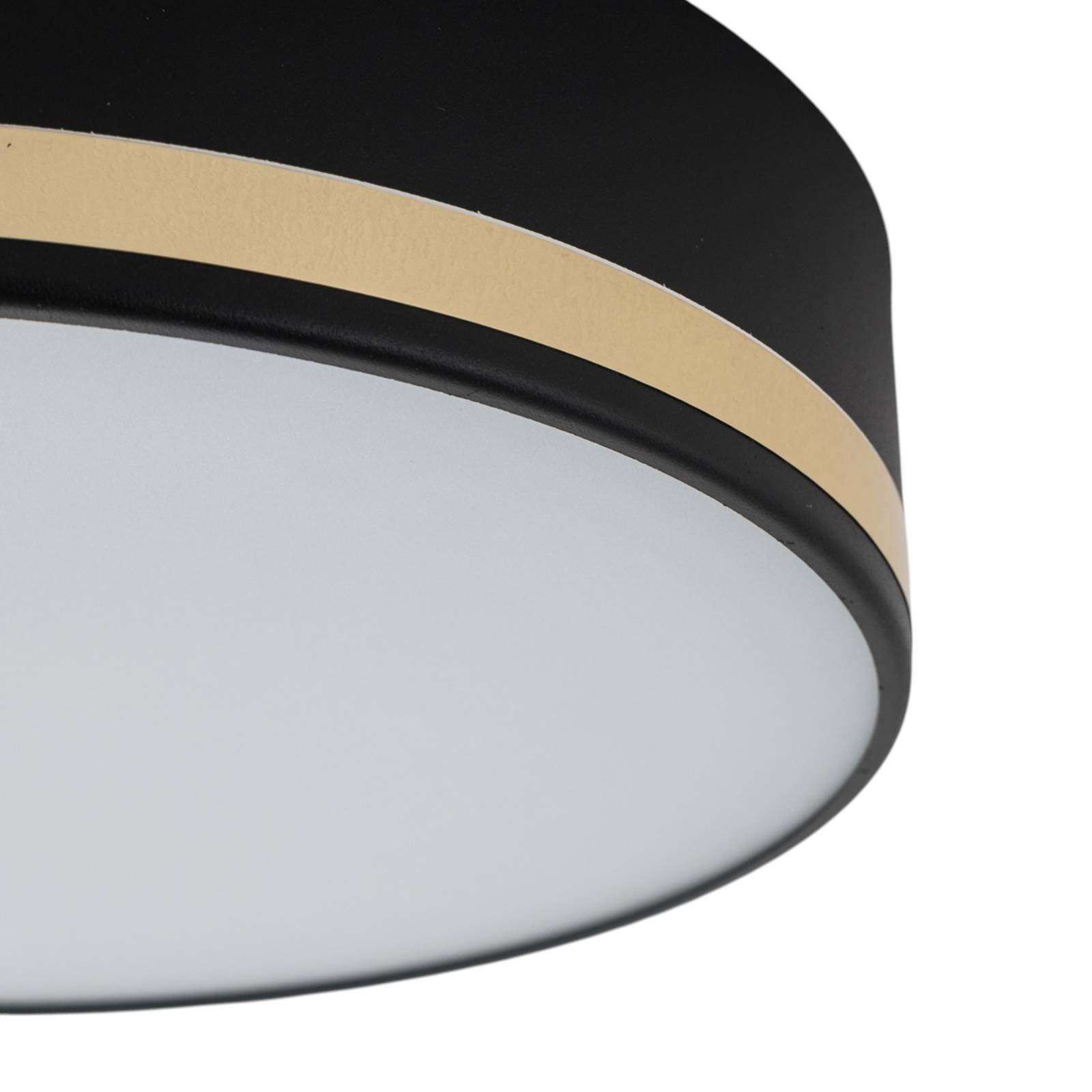 Lampa sufitowa Amore, złote paski, czarny, Ø 35 cm