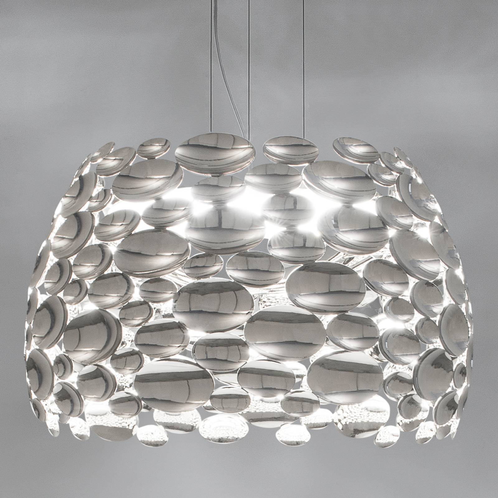 Nikkelfarget LED-pendellampe Anish – Ø 63 cm