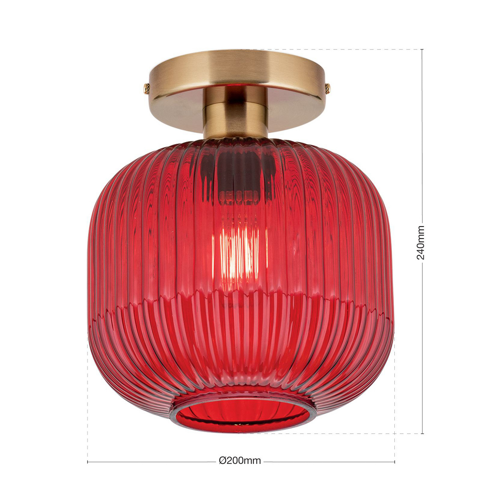 Plafonnier Carneval, rouge, Ø 20 cm, verre, E27
